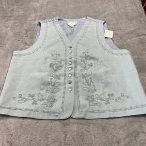 Stephanie Andrews 100% Wool Dress Vest Mens 3XL Blue Embroidered Soutache